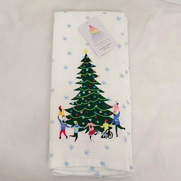 Isaac Mizrahi New York Set of Two Kitchen Towels Christmas Tree with Dancers NWT - Picture 1 of 6